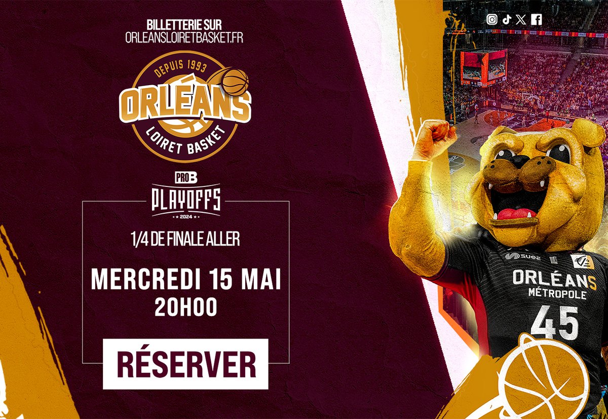 🚨𝗣𝗹𝗮𝘆𝗼𝗳𝗳𝘀 𝟮𝟬𝟮𝟰 : 𝗼𝘂𝘃𝗲𝗿𝘁𝘂𝗿𝗲 𝗱𝗲 𝗹𝗮 𝗯𝗶𝗹𝗹𝗲𝘁𝘁𝗲𝗿𝗶𝗲 ! 🚨 Mercredi 15 mai à 20h, Orléans Loiret Basket vous donne rendez-vous pour le ¼ de finale aller de Playoffs à CO’Met ! 🔥 Prenez vos places ! ⬇️ 🗞️ Toutes les infos : t.ly/3nuKX
