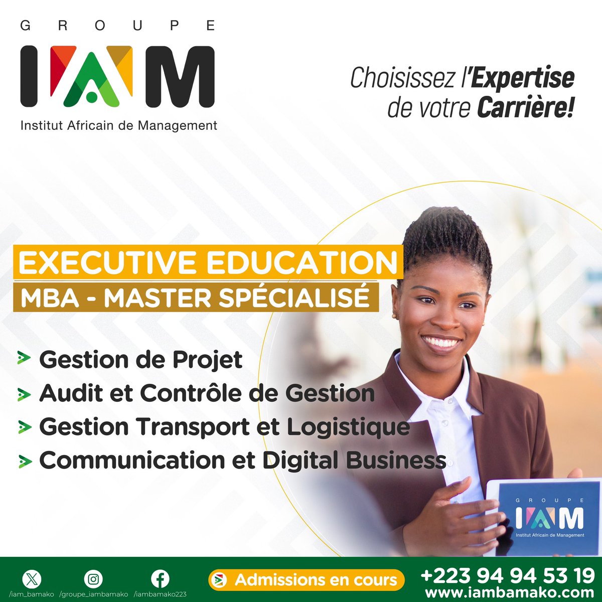 Boostez votre carrière avec notre Programme Executive Education ! 🎓💼
Formation flexible.
Expertise de pointe.
Succès assuré.
Rejoignez-nous dès maintenant !😎

 #iambamako
#ExecutiveEducation 
#FormationProfessionnelle