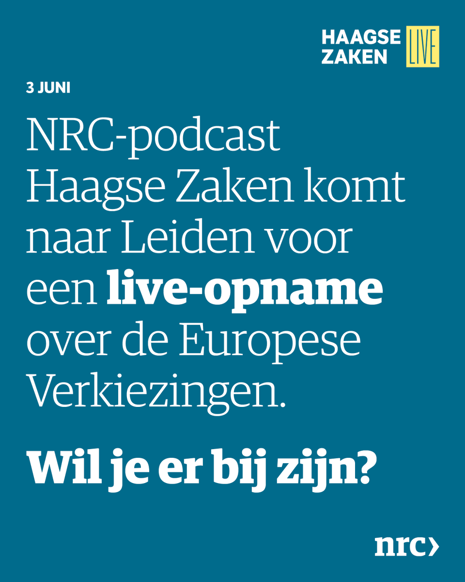 In Haagse Zaken Live gaan EU-correspondent @ClaravandeWiel, chef van de Haagse redactie @pimvandendool, politiek verslaggever @rik_rutten en host Guus Valk (@apjvalk) in gesprek over de Europese verkiezingen, en ze nodigen jou uit om mee te doen. Op 3 juni, in de Leidse…