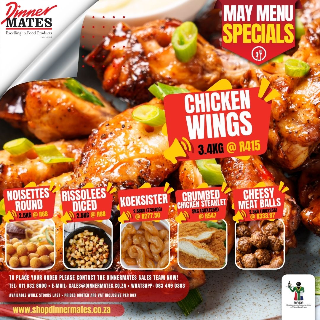 𝗘𝘅𝗽𝗹𝗼𝗿𝗲 𝗼𝘂𝗿 𝗠𝗮𝘆 𝗠𝗲𝗻𝘂 𝗦𝗽𝗲𝗰𝗶𝗮𝗹𝘀! 🍽️

  #MayMenuSpecials #KitchenCreations #FoodieFinds #SpecialOffer #QualityAssurance #ConvenienceCooking #dinnermates #ommodigital
shopdinnermates.co.za