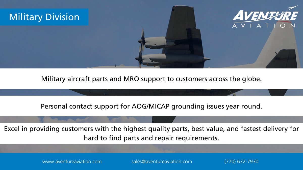 To learn more about our Military Divsion and what we offer, use the link below:

aventureaviation.com/services/milit…

---
#C130 #F16 #Airbus #kingair350 #kingair #military #division #aviation #teardown