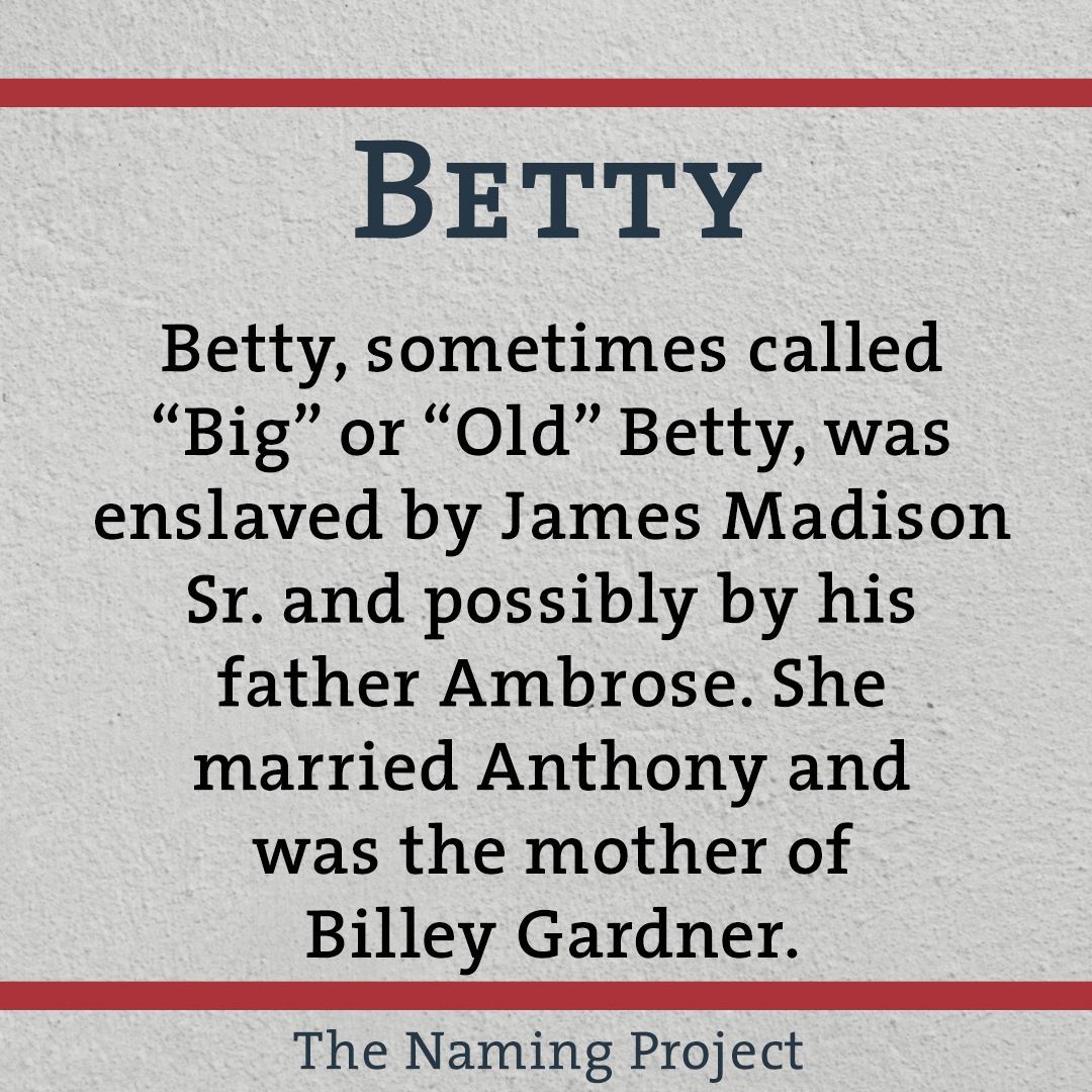 Several women named Betty were #enslaved at #Montpelier, but by sorting through the documentary record, we can follow one woman from as early as childhood through her old age. Read her story at #MontpelierNamingProject. buff.ly/44jFbFE