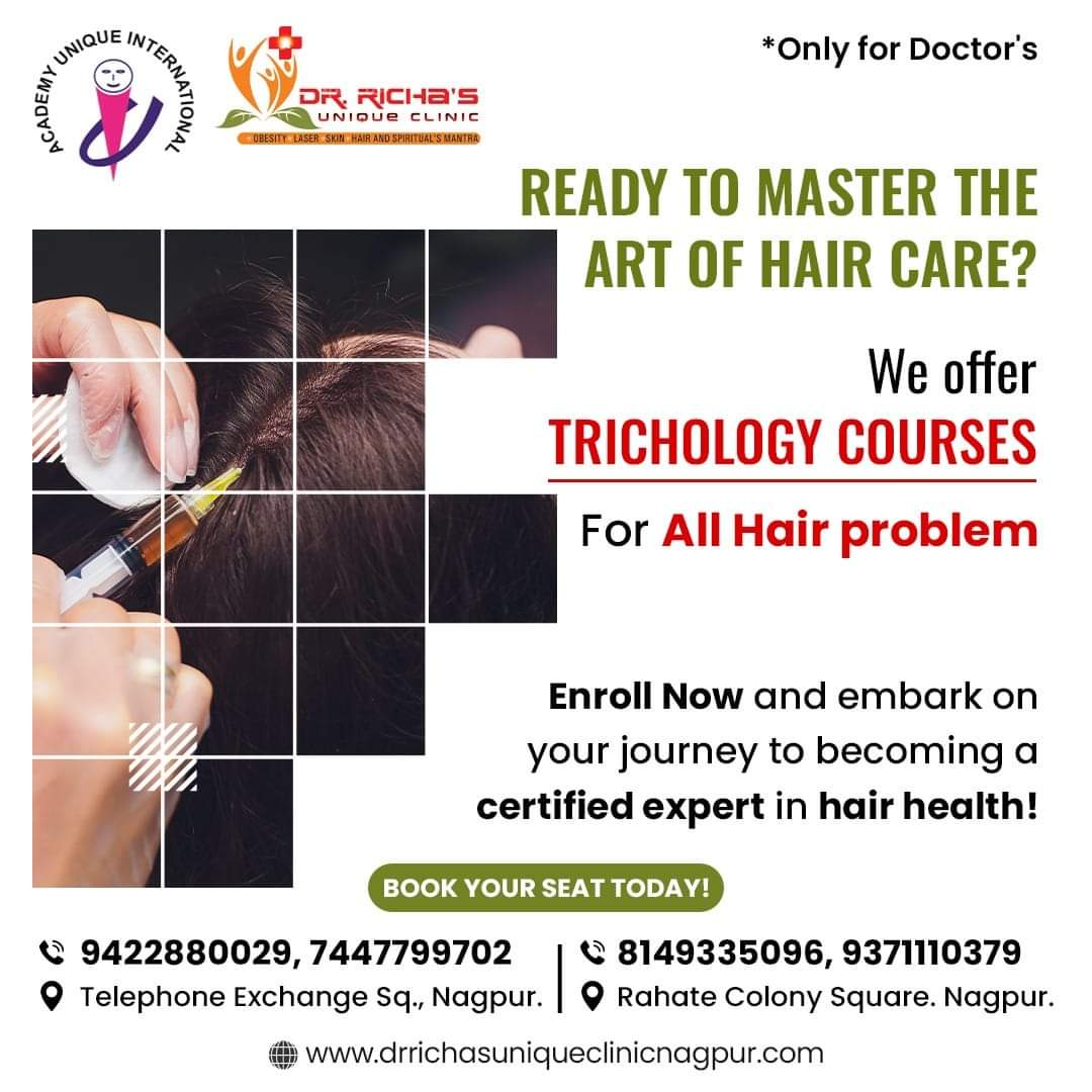 🤔 Are you ready to master the art of Hair Care?
 We offer Trichology Courses for all Hair Problems
👉 Take your Career to next level with us 
📱Contact us

 📌Telephone Exchange Square , Nagpur : 9422880029 | 7447799702

📌Rahate Colony Square, Nagpur :
8149335096 | 8793717826