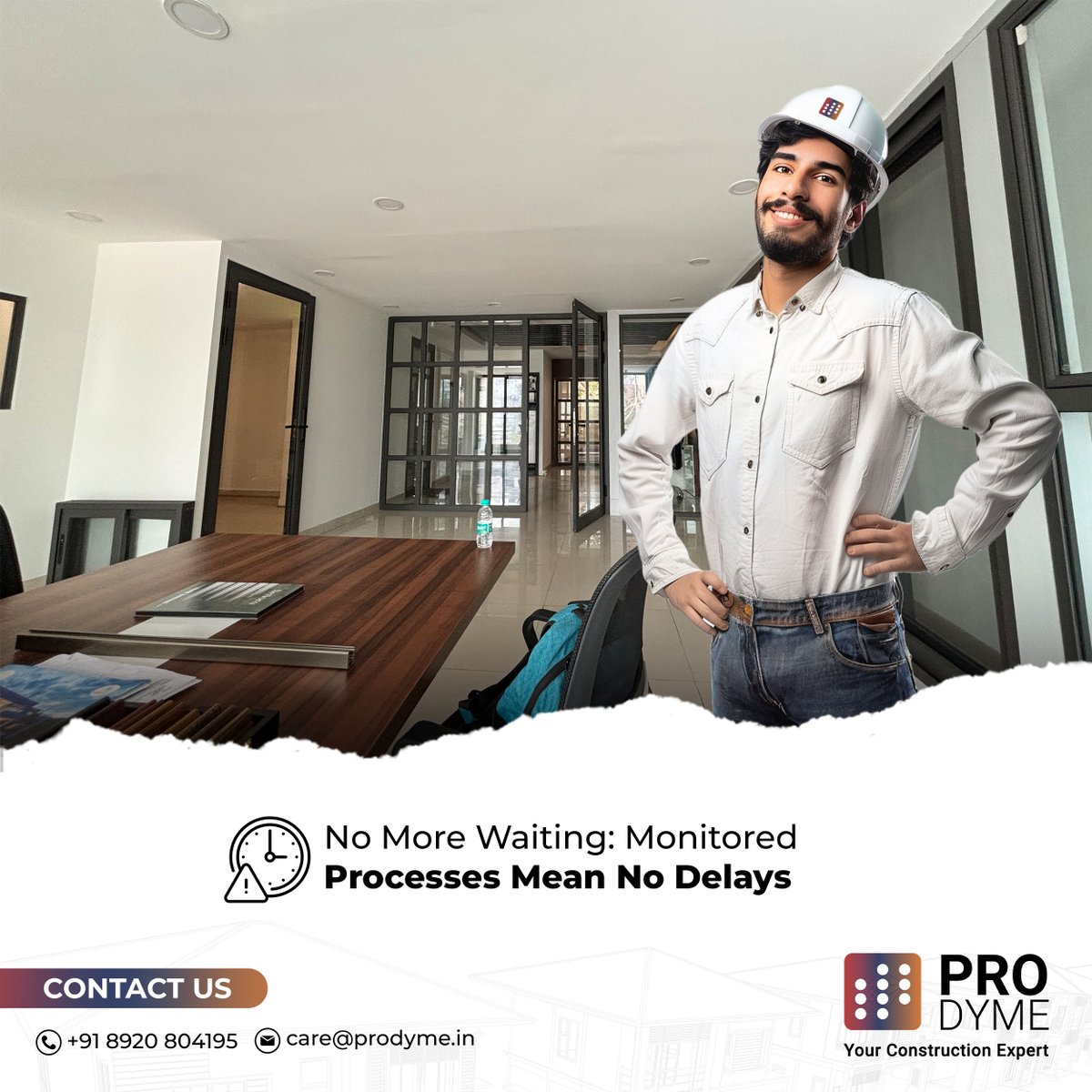 With Prodyme, your dream home becomes a swift reality - no delays, just precise monitoring.

Contact Us Today!

Call- +91-8920804195
care@prodyme.in
.
#HomeConstruction #HomeRenovation #HomeBuilders #DreamHome #Construction #Renovation #HomeInterior #ModernHomes #ProdymeHomes