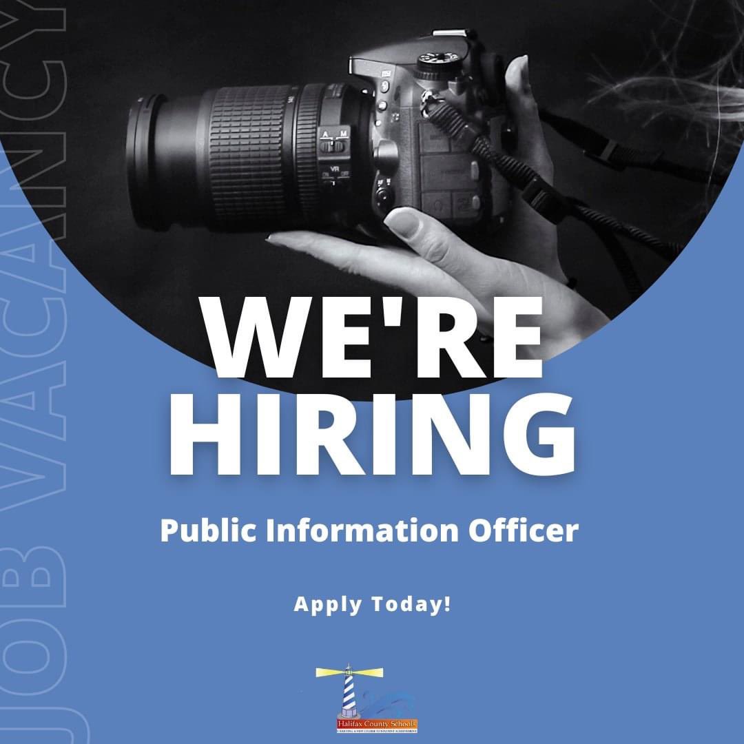 📣 Join our team! 📣 Halifax County Schools is looking for a dynamic Public Information Officer. Apply today using the link below! 

applitrack.com/halifaxk12/onl…

#HalifaxRise