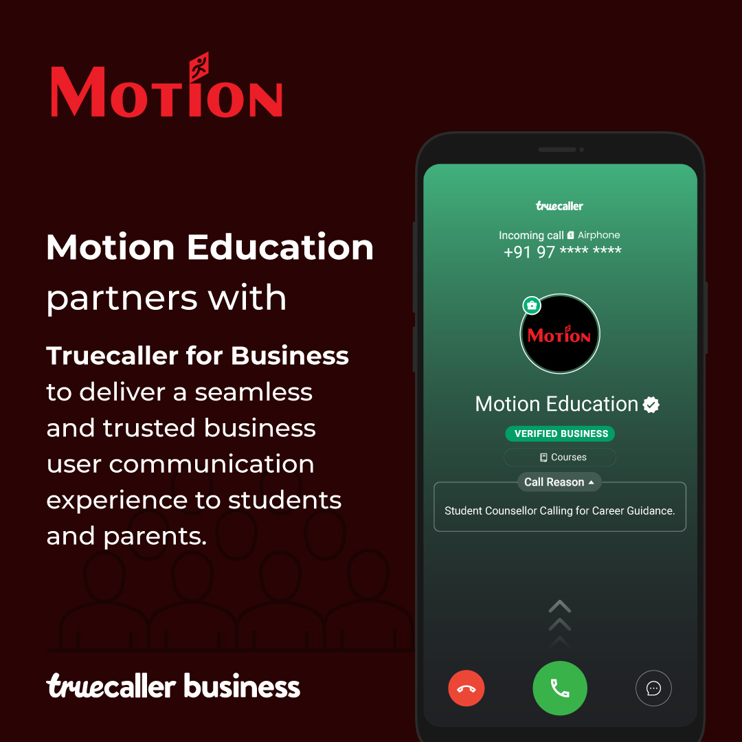 🌟 Big news! #MotionEducation is now partnering with #TruecallerForBusiness to enhance our communication with students & parents! Expect seamless, secure interactions as we elevate your experience. 📲💼 #EdTech #SecureCommunication #InnovationInEducation 🌟#motionkota