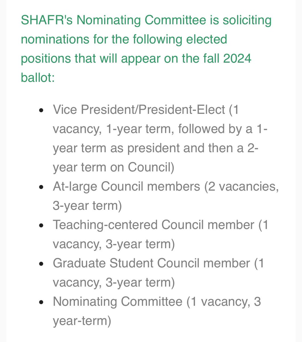 SHAFR is seeking nominations for several elected positions. Please consider nominating a colleague (or yourself). Nominations are due June 24 and should be emailed to the chair of the Nominating Committee, Julia Irwin. More info below.