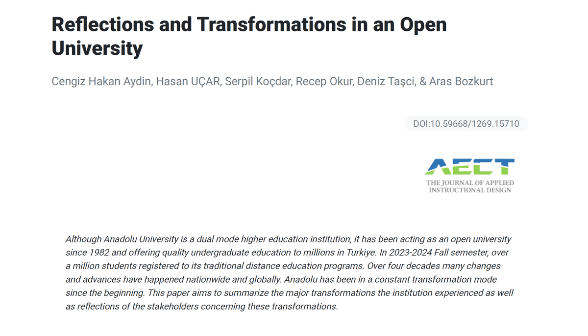 Reflections and Transformations in an Open University researchgate.net/publication/38… w/ @chaydin @hasanxucar @skocdar @mrokur D. Taşçı & @arasbozkurt