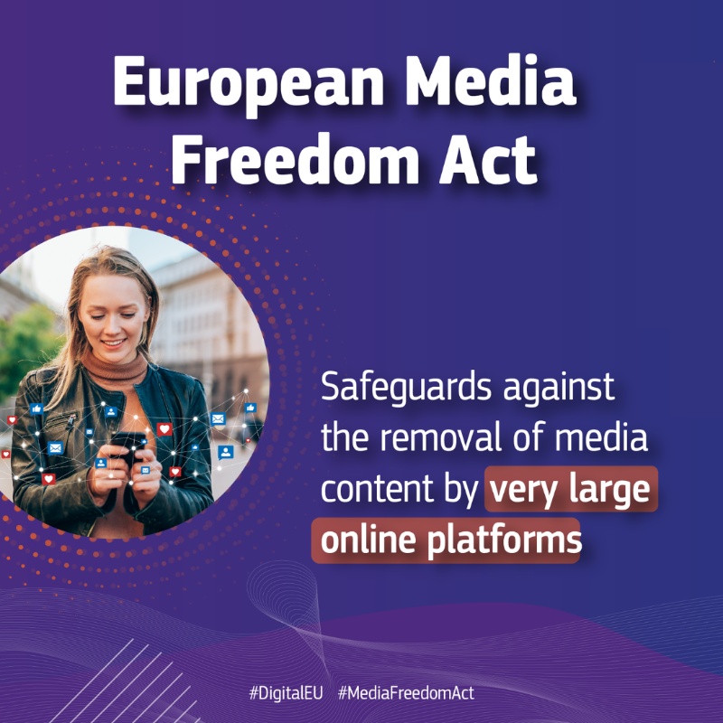 DigitalEU's tweet photo. For 𝘆𝗼𝘂, for 𝗱𝗲𝗺𝗼𝗰𝗿𝗮𝗰𝘆, for 𝘁𝗵𝗲 𝗳𝘂𝘁𝘂𝗿𝗲.

Today, the 🇪🇺 #MediaFreedomAct entered into force, addressing some of the biggest challenges media service providers, journalists &amp; citizens face every day.

↔️ Scroll to learn how you can benefit from the #EMFA.