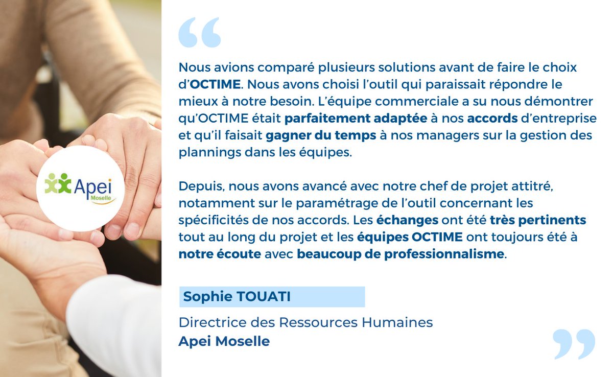 [#Ilsnousfontconfiance] L'Apei Moselle choisit OCTIME, notre solution de #planning et de gestion des temps ! 🤝 L'Apei Moselle, c'est 1 200 salariés répartis sur 43 établissements et services ! 🙏 Merci pour votre confiance ! #groupeoctime #octime #planning #rh #solutionrh