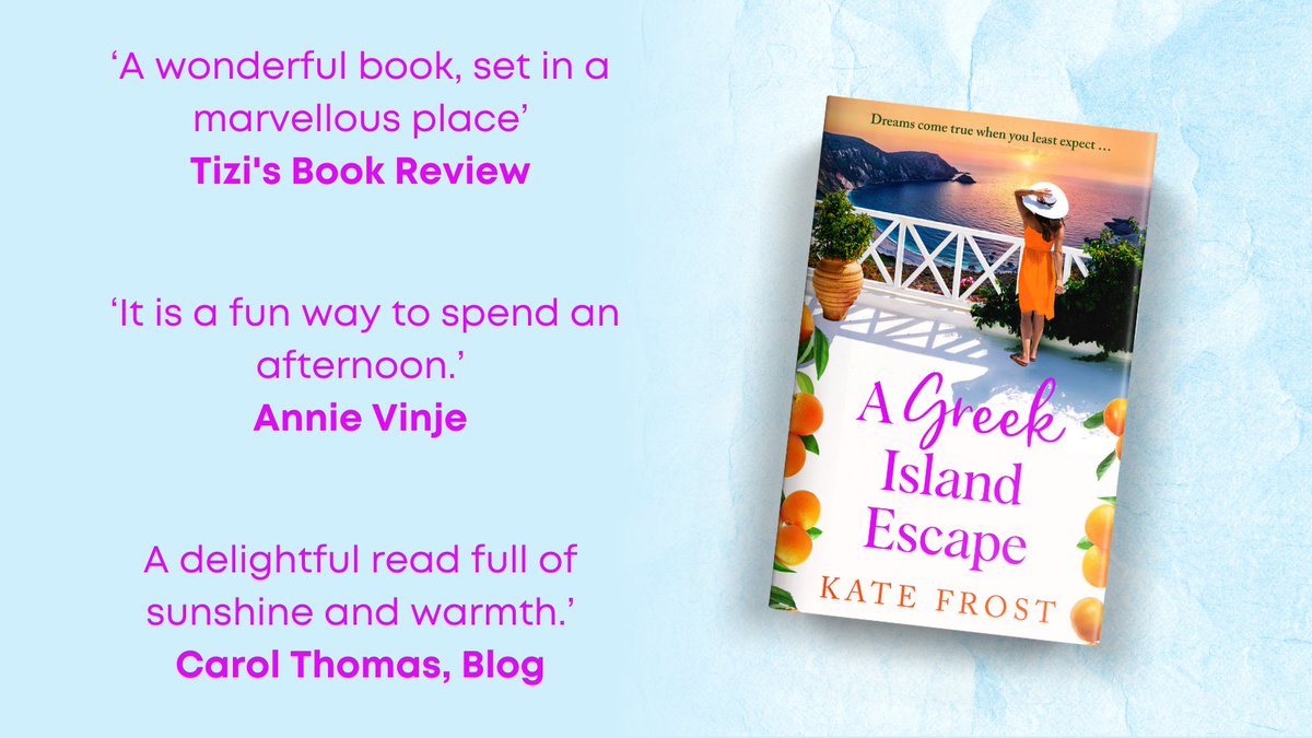 Thank you to @Tiziana_L, Annie Vinje and @carol_thomas2 for their recent reviews on the #AGreekIslandEscape by @katefrostauthor #blogtour. Buy now ➡️ mybook.to/greekislandsoc…