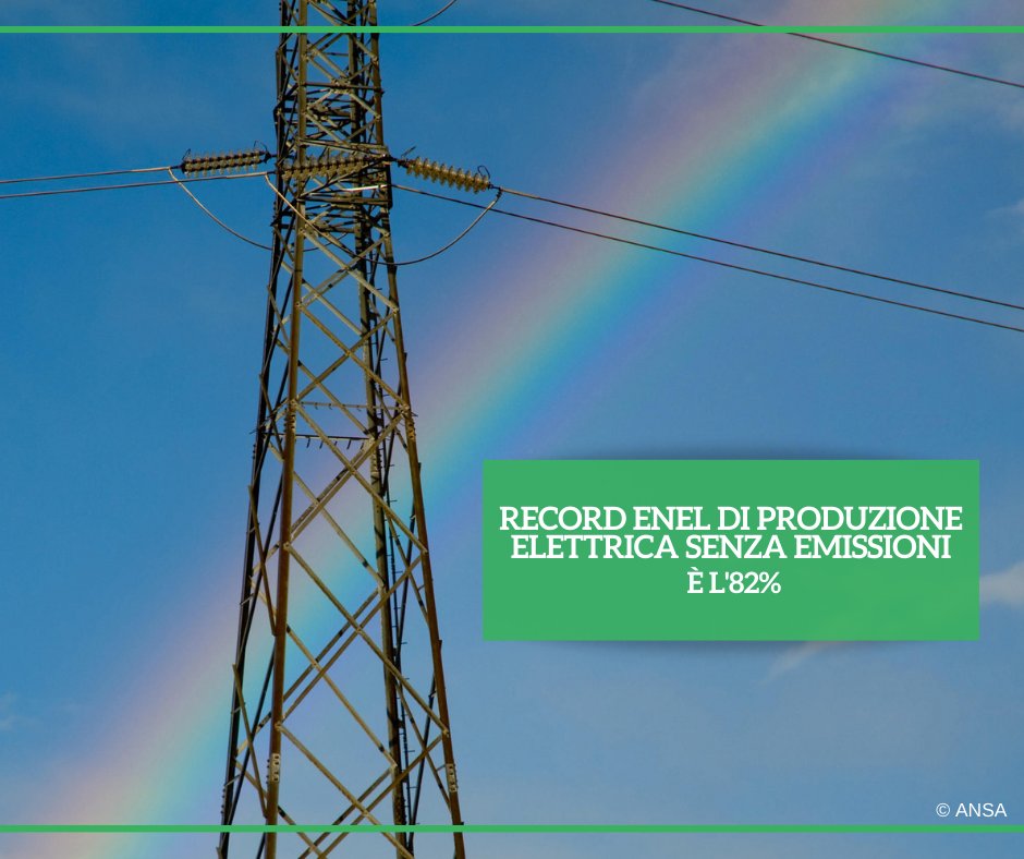 La produzione di energia #elettrica 'emission free' dell'#Enel nel primo trimestre di quest'anno raggiunge il livello record dell'82%. È quanto risulta dal report pubblicato dal gruppo con i dati operativi del primo trimestre. #ANSAAmbiente ➡️ bit.ly/3WvqPAb