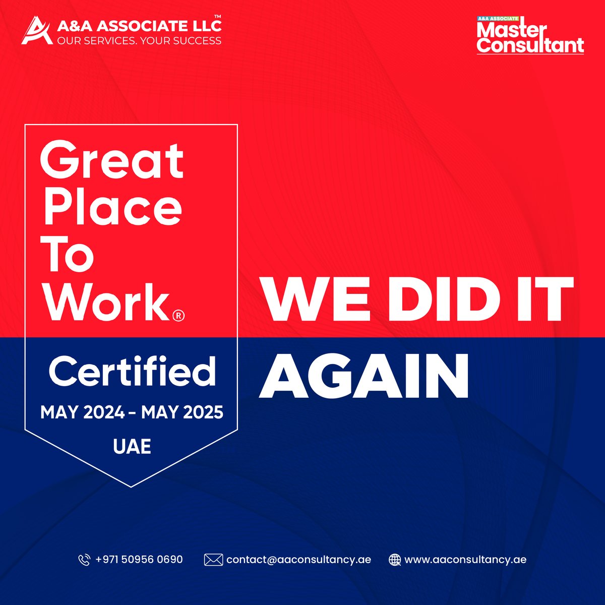 We did it again! 🌟 Proud to be certified as a ‘Great Place to Work’ in 2024, two years running! 

This award is a testament to our culture and every team member who makes it possible.

#bestworkplaces #dreamteam #proud #greatplacetowork #gptwcertified #teamwork #uae #success