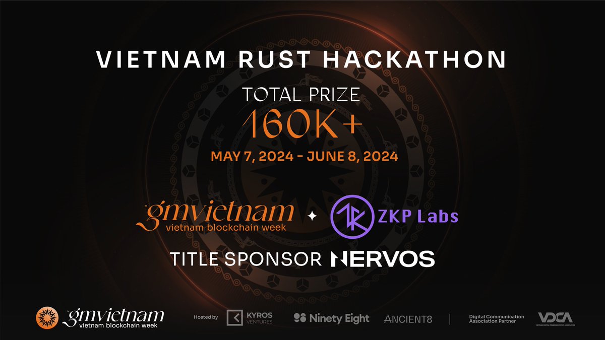 🎉 The Vietnam Rust Hackathon, part of #GMVN2024, IS HERE! Sponsored by @NervosNetwork, @Conflux_Network, @NibiruChain, and @cubexch, it offers you a chance to win $160,000 prize pool 😱 Master #Rust, showcase your skills, and take home more than just new knowledge. Join us NOW…