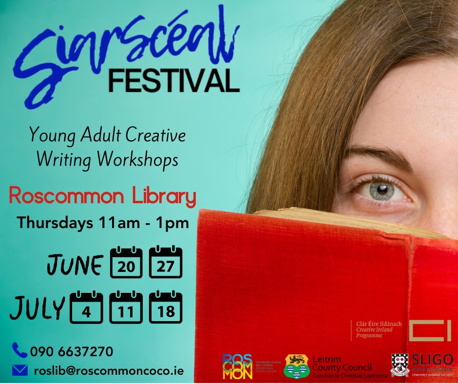 Are you a creative young adult? Explore your creative side in a supportive setting this Summer. #Creativewriting #Onlinepublishing 📞 (090) 6637270 📧roslib@roscommoncoco.ie siarscealfestival.com @roscommoncoco @LibrariesIre @creativeirl #siarsceal