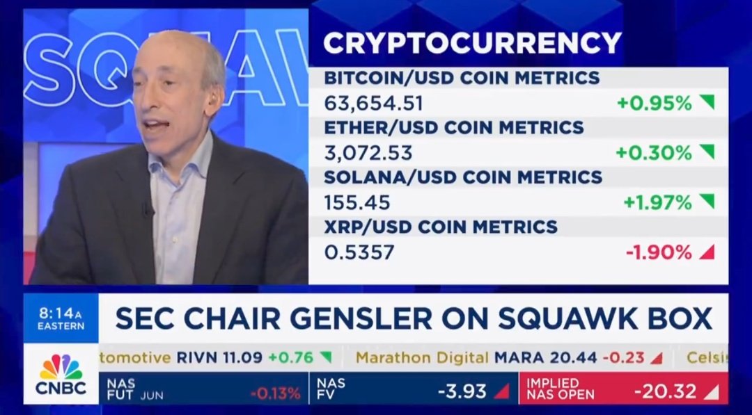 🚨 LATEST: @CNBC features $SOL during a live interview with SEC Chairman @GaryGensler.