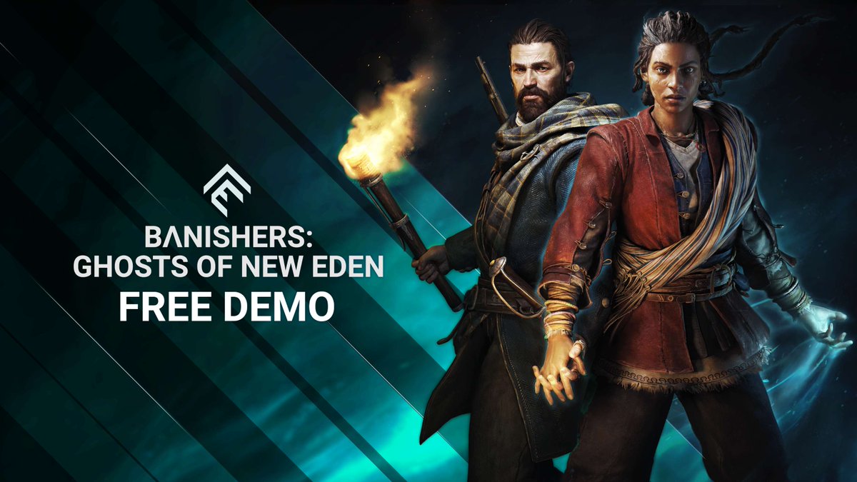 Focus_entmt's tweet photo. Aye Banishers! 👻

We've got some good news: #Banishers: Ghosts of New Eden now offers a free demo, playable on all platforms! 🎉

If you haven't tried the game yet but would like to discover it, you can play the first mission for free. And your progress will be saved! 💾 https://t.co/R7pNwcoyqn