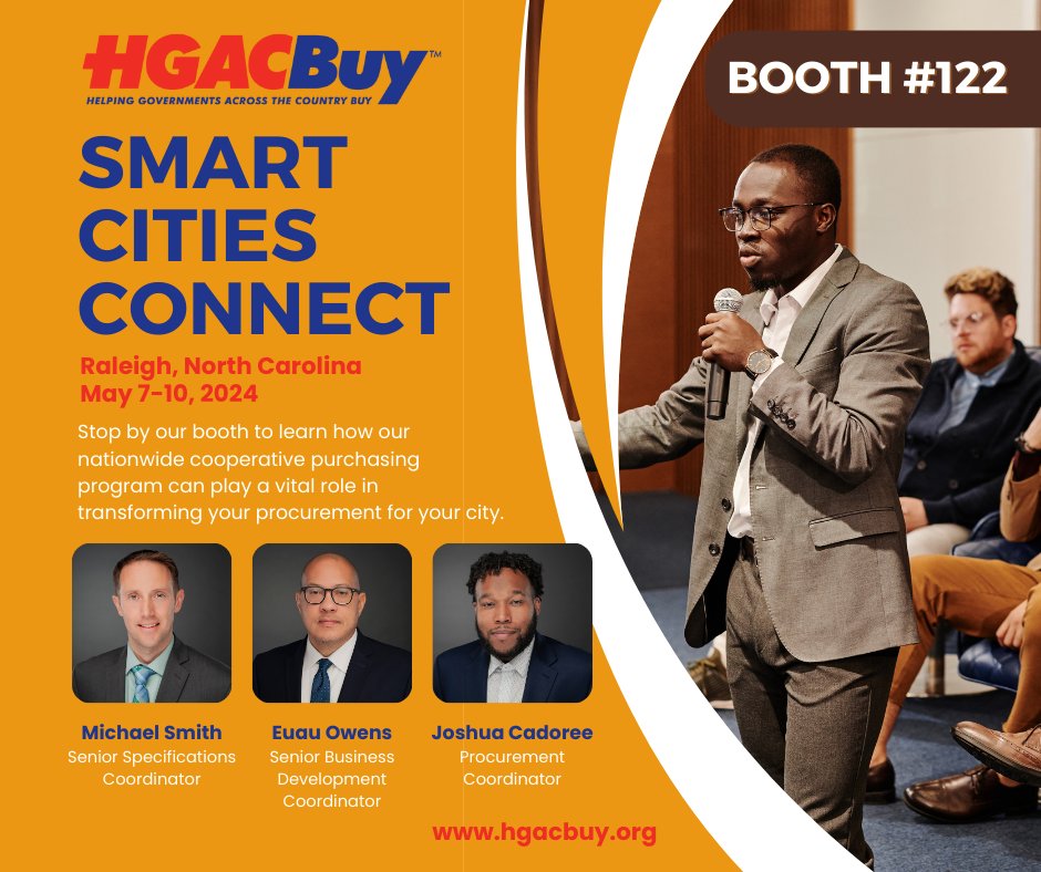 HGACBuy is at the 2024 Smart Cities Connect conference! Swing by our booth #122 to learn how HGACBuy's nationwide cooperative purchasing program can elevate your city's procurement strategies. 

#SCC24 #CooperativePurchasing #GovernmentProcurement