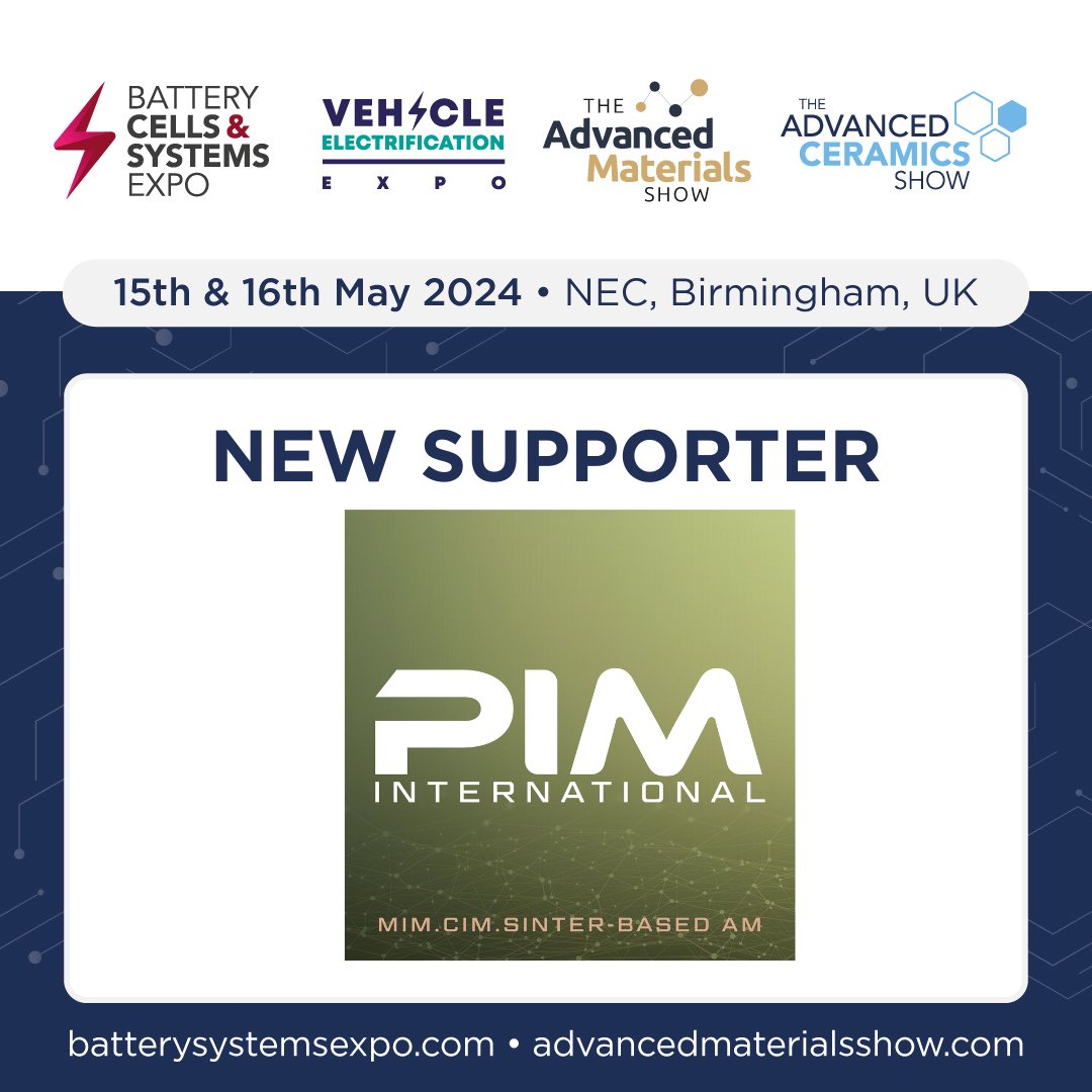 We are delighted to welcome @PIMMagazine to join us at the upcoming @BatteryCellExpo and @VeExpo #VEX24 #BCS24 Register for FREE: eventdata.uk/Forms/Default.…