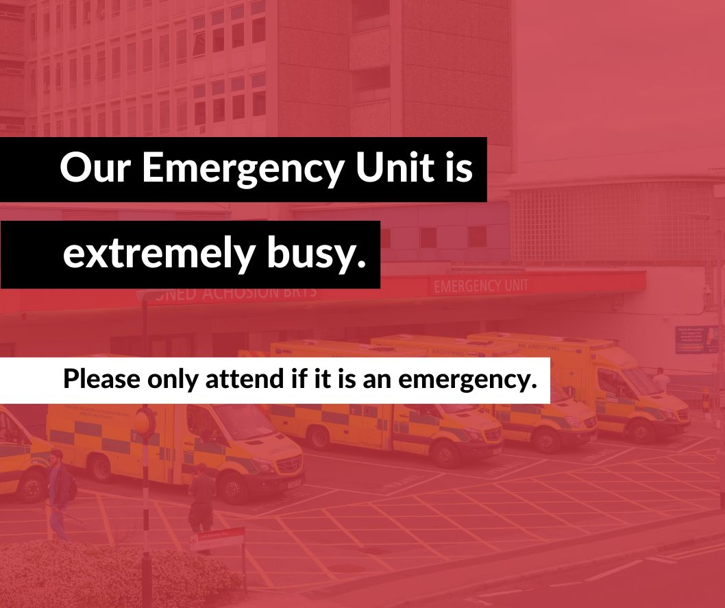⚠ PLEASE SHARE ⚠ The Emergency Unit at UHW is incredibly busy which is leading to long waits in the department. We are urging the public to only attend the unit in an emergency.