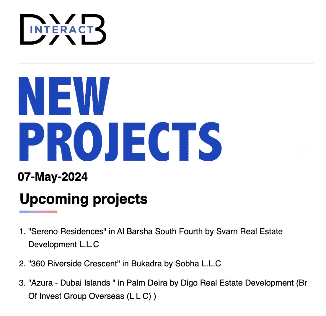 7-May, Projects Launched Today
DXBinteract.com

#NewProjects
