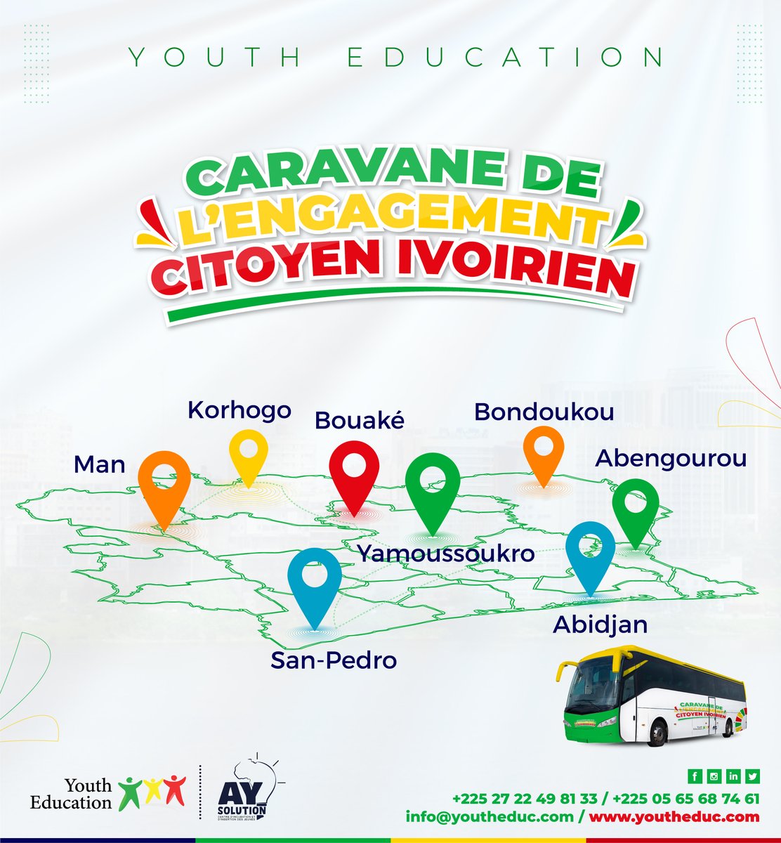 𝗟𝗔 𝗖𝗔𝗥𝗔𝗩𝗔𝗡𝗘 𝗗𝗘 𝗟'𝗘𝗡𝗚𝗔𝗚𝗘𝗠𝗘𝗡𝗧 𝗖𝗜𝗧𝗢𝗬𝗘𝗡 𝗜𝗩𝗢𝗜𝗥𝗜𝗘𝗡

Participez à la Caravane de l'engagement Citoyen Ivoirien.

Toutes les informations ici : urlz.fr/qADW

Inscrivez vous ici : urlz.fr/qABq

#YouthEducation