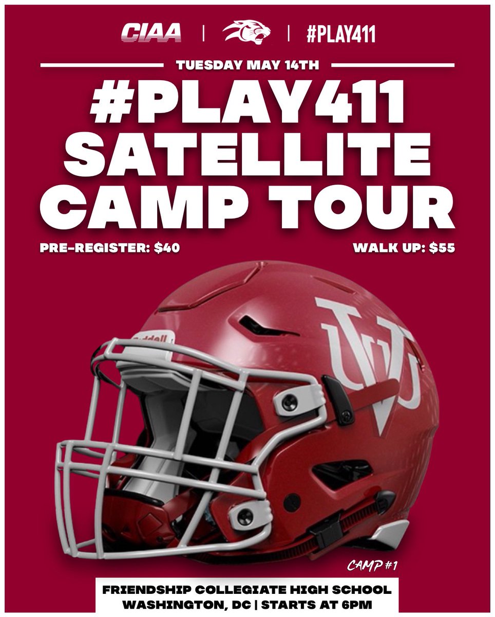 One week from today DC you are up first on the PLAY411 Satellite Camp Tour at @FriendshipFB The VUU staff and multiple other Colleges Staffs will be on site ready to evaluate. Get signed up today 🔗 vuumegacamp.com