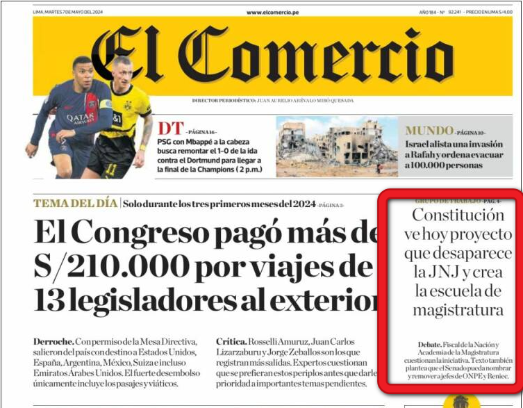 El fujimorismo y sus aliados quieren eliminar la JNJ, capturar el sistema electoral, y así lo informa este diario,sin mostrar preocupacion,indignacion. Nada. Lo informa como si informara cuanto esta hoy el tipo de cambio. Así son los medios cómplices del autoritarismo. @aremirju