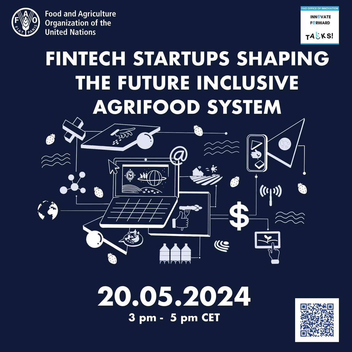 Join us for a discussion on the role of Fintech startups in shaping agrifood systems! Don't miss our Innovation Talks on Fintech Startups Shaping the Future of Inclusive Agrifood Systems on May 20th, 3-5 pm CET. Register here: fao.zoom.us/webinar/regist…