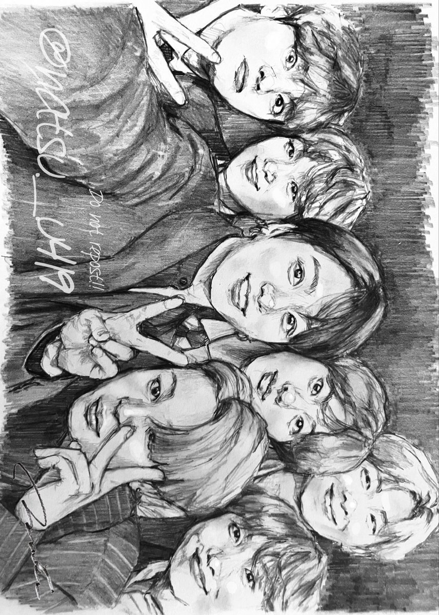 久しぶりに7人描きました。
みんな元気でがんばれー🫶

 #BTS #btsfanart 
 #鉛筆画 #Pencildrawing