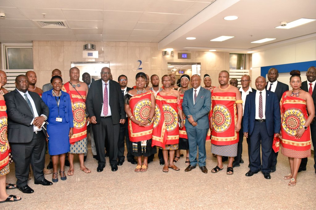 Ministry of Local Government staff, Hon. Raphael Magyezi Minister of Local Government, and Permanent Secretary, Mr. Ben Kumumanya, with the delegation from the Kingdom of Eswatini, during their consultative meeting on decentralization and local government reform. Kampala, Uganda