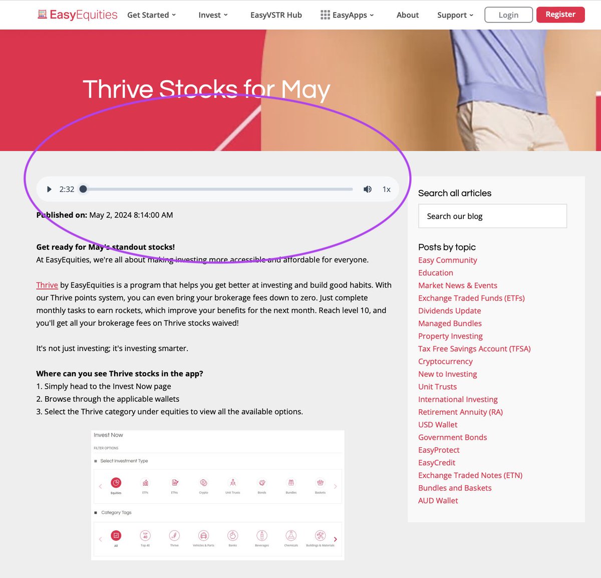EasyEquities's tweet image. We&apos;ve got your ears covered! 🎧 🗣️🔊

Our #EasyEquities blog posts can now be played aloud. Catch up on the latest market news and insights, hands-free! This is the perfect way to learn on the go!

#EasyBlogs | #EasyEquities