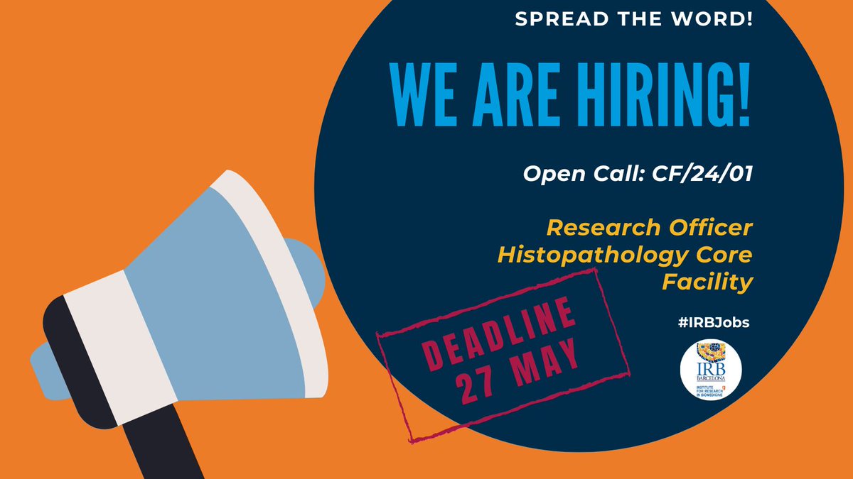 📢We are #hiring a Research Officer (veterinarian, biologist, biotechnologist or from a similar field) w/ proven skills in molecular pathology, experimental pathology, spatial biology & image analysis for our #Histopathology facility. ➡️shorturl.at/hzBGT #IRBJobs #Jobs