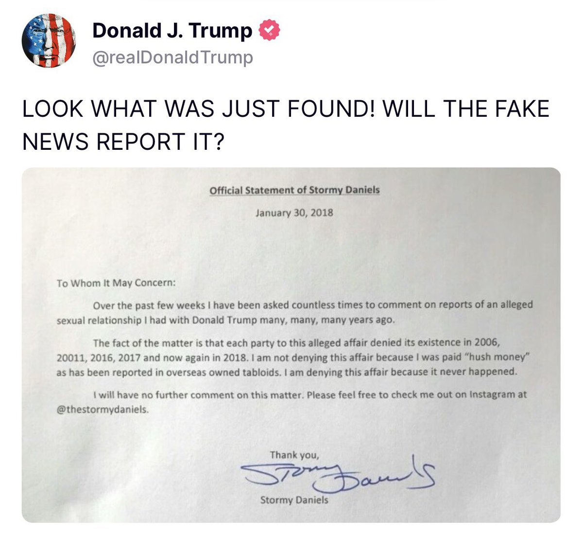 Judge Merchan made Trump delete this post and fined him $9,000 dollars. Meanwhile, Stormy Daniels has been on X lying about Trump. She admitted to being a fraud. Why isn't this case thrown out? It's bogus and election interference. Please share this out.