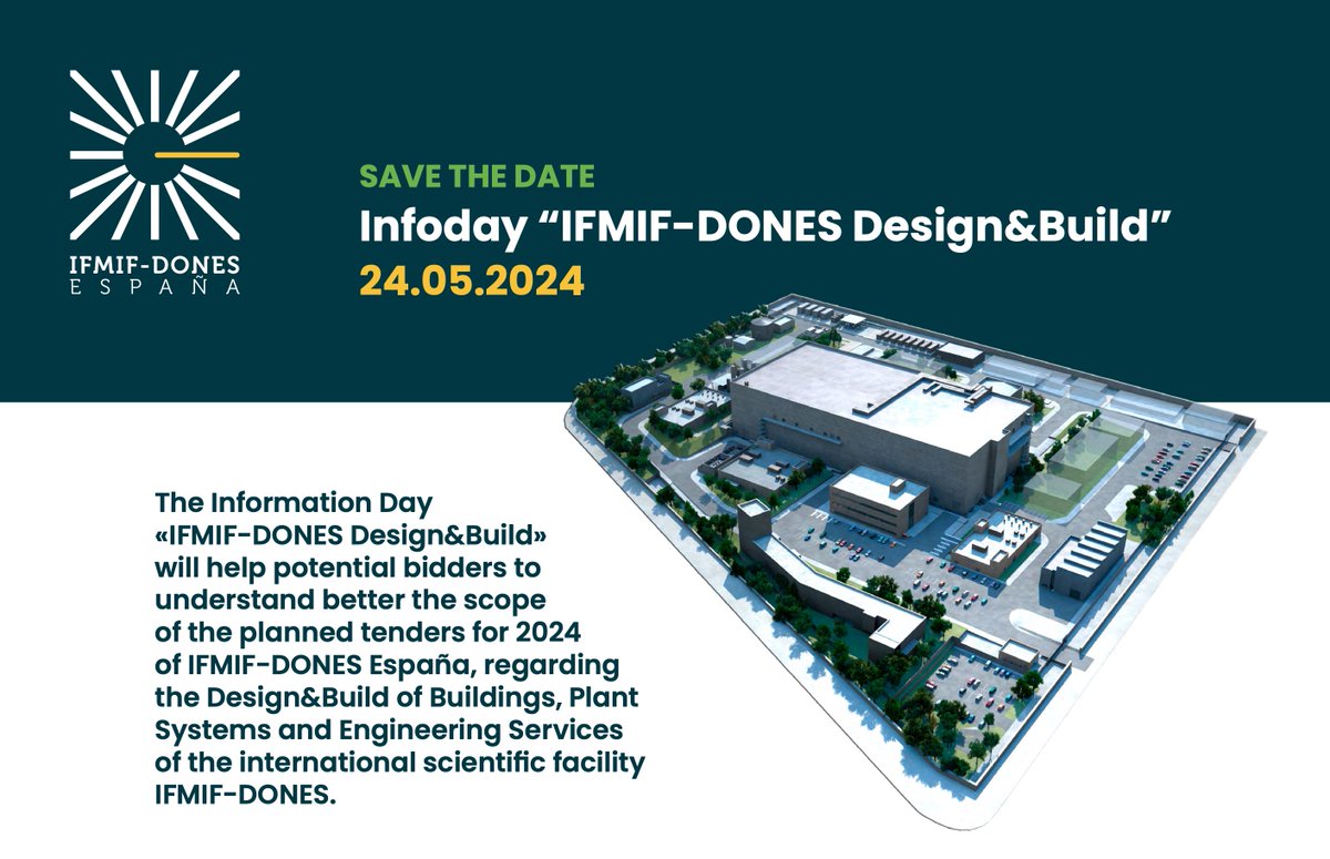 🟢✍️ Abierto el registro de la Jornada Informativa 'IFMIF-DONES Diseño y Construcción'👇 eventos.cdti.es/agenda/IFMIF_D… @CDTI_innovacion