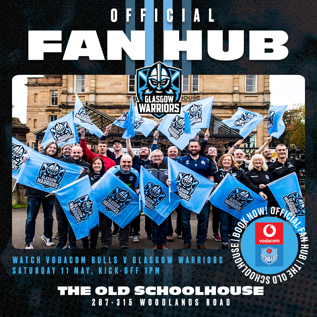 Staying in Glasgow whilst our Warriors are in South Africa? Don't want to miss a moment of the action? Head to The Old Schoolhouse this Saturday to watch Glasgow play @BlueBullsRugby 💥 Make sure to book a table to avoid disappointment!