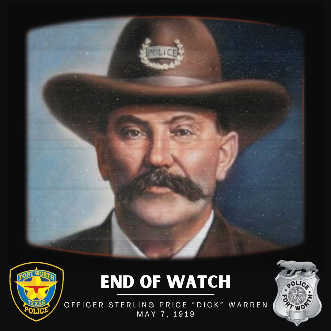 ***End of Watch*** Sterling Price “Dick” Warren May 7, 1919 Officer Sterling Price “Dick” Warren, nearing the end of the shift, went to the “Gamewell Call Box” and called in to the Central Police Station. There was a heavy downpour of rain. After making the call, Warren stood by…