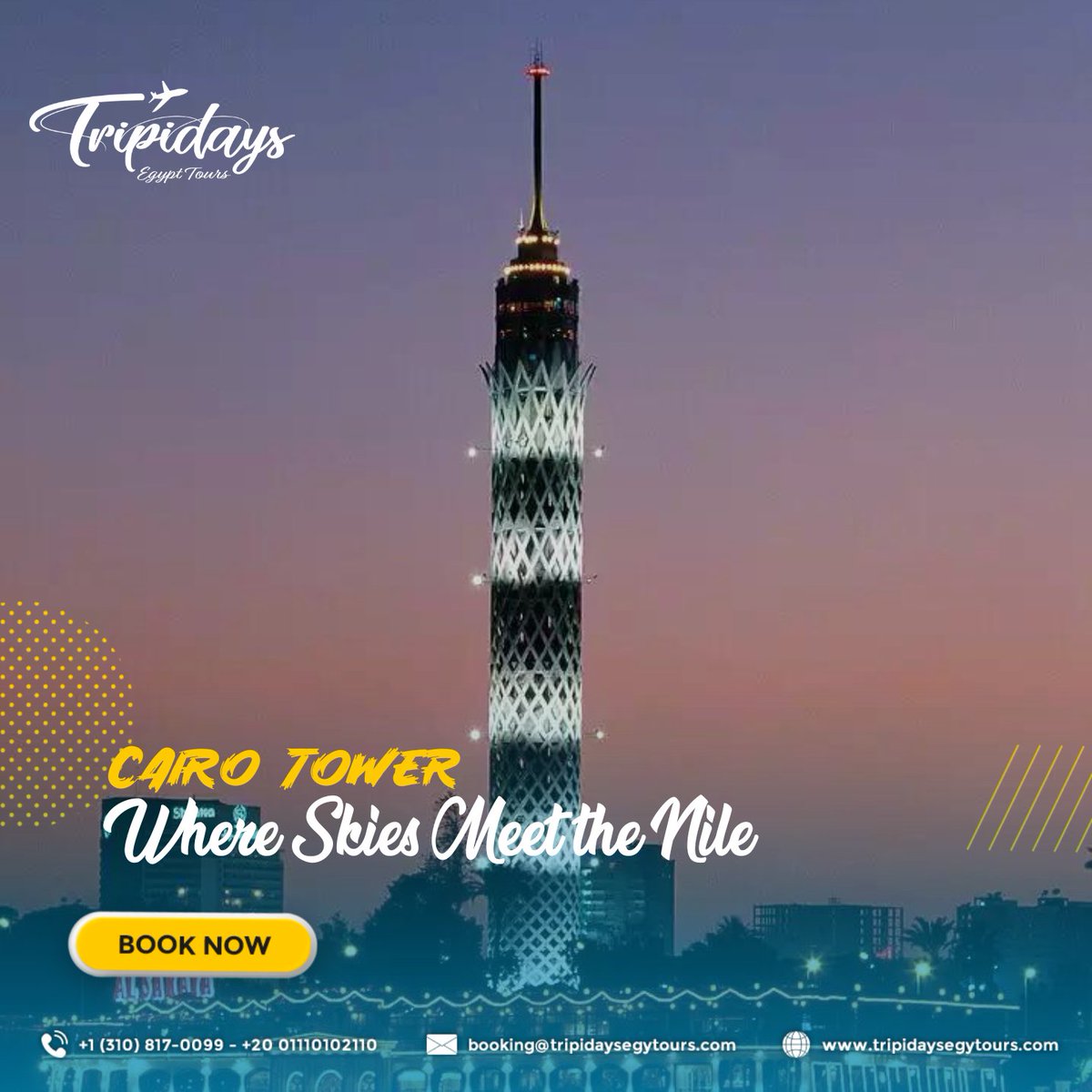 At 187 meters tall, Cairo Tower has watched over Egypt's bustling capital for decades. 🏙️🇪🇬
#CairoTower #EgyptianSkies #NileMagic
#EgyptianTraditions
#EgyptLuxuryHoliday #NileCruise #SharmElSheikh
#EasterInEgypt #AncientEgyptTour #EgyptianAdventure
#thisisegypt #TripidaysMagic