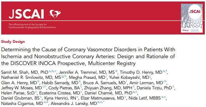 Study design and description of first 100 pts in DISCOVER INOCA registry presented at #SCAI2024 by @samitshahmd. @yalecards Simultaneous publication available now jscai.org/article/S2772-…