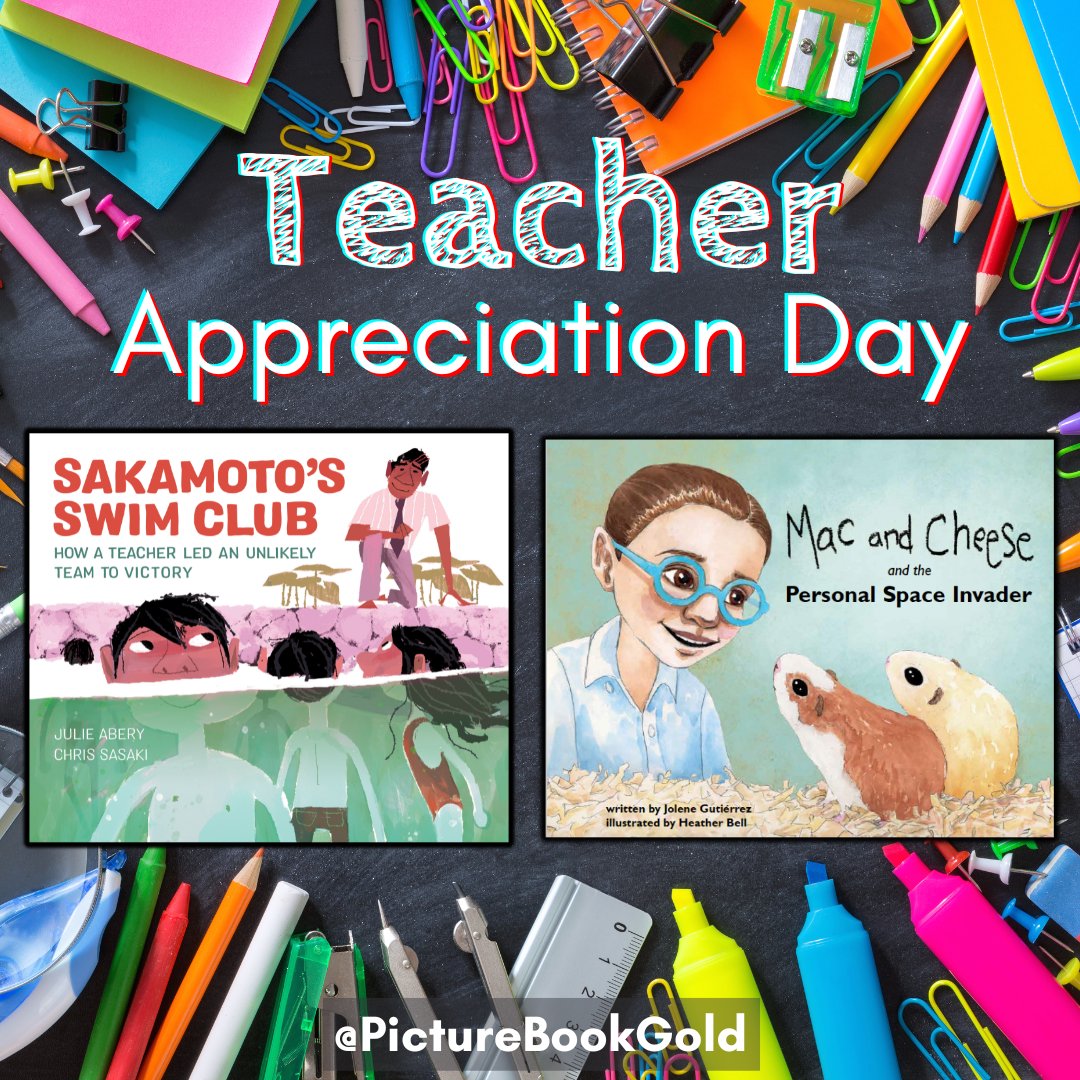 Happy #TeacherAppreciationDay!🌟Celebrate the heroes who shape futures with knowledge and kindness. Read stories featuring awesome teachers by @PictureBookGold authors @juliedawnabery and @writerjolene📚Thank you for all you do!🧑‍🏫@kidscanpress @christopher_sasaki @HeatherBell37