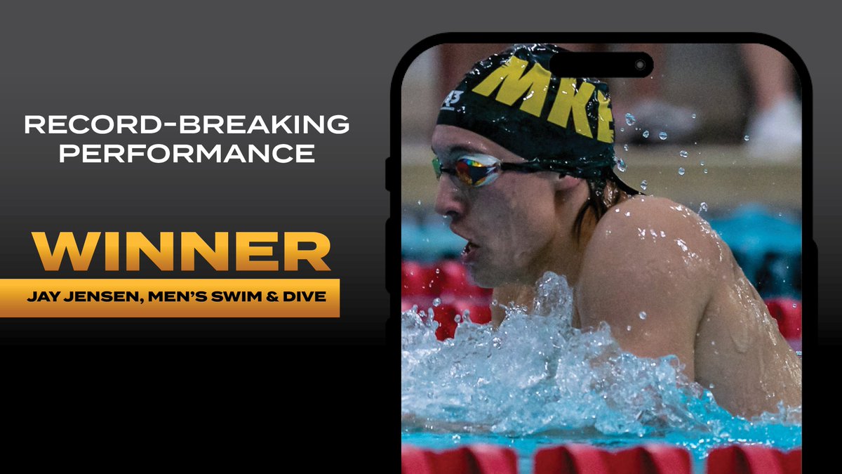 We had quite a few nominees for our Record-Breaking Performance, but our winner this year is Jay Jensen of @MKE_SwimDive for breaking three program records in two days at the Horizon League Championships! 🤿 #GoldenPanthers2024 | #ForTheMKE
