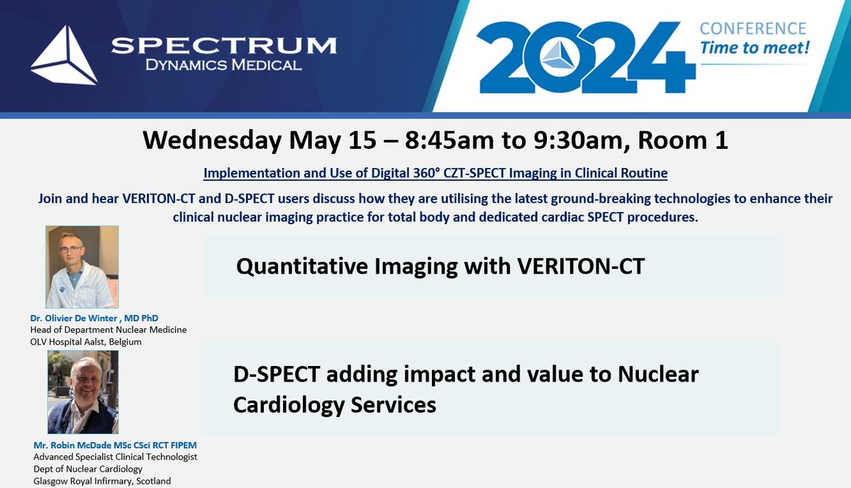 Don't miss out! Join us at the #BNMS annual spring meeting and attend our symposia on Implementation and Use of Digital 360° CZT-SPECT Imaging in Clinical routine. 

#BNMS #NuclearImaging #VERITOn #DSPECT #Theranostics @spectdynamics