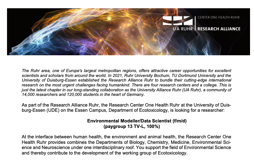 We are hiring - please RT. 5-year researcher position in Environmental modelling/Data Science. uni-due.de/karriere/stell…