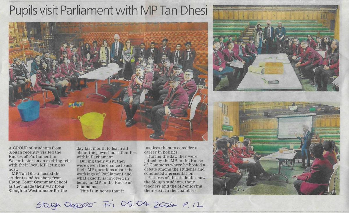 Delight to host #students from Upton Court Grammar #School #Slough during their trip to @UKParliament, who pressed me with several intelligent questions. Important to encourage and inspire the next generation to consider a career in #politics and get more involved in #democracy.