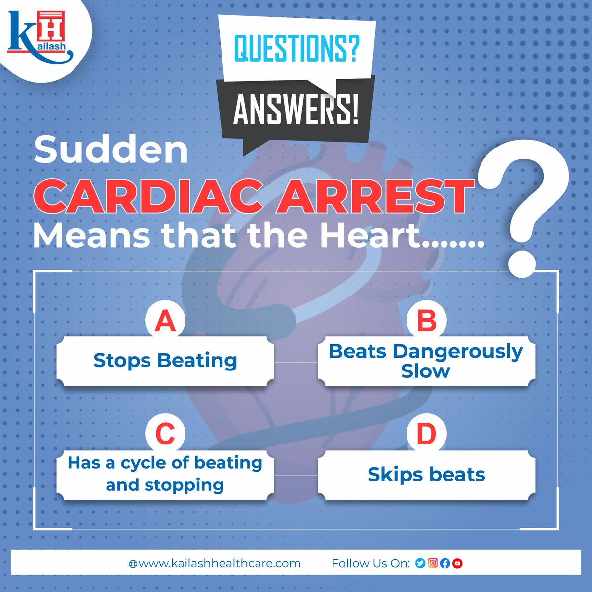 KailashHealth's tweet image. What does a Sudden Cardiac Arrest seem like? Think wisely and answer!
Share your answers in the comment below👇

#healthquest #Cardiacarrest