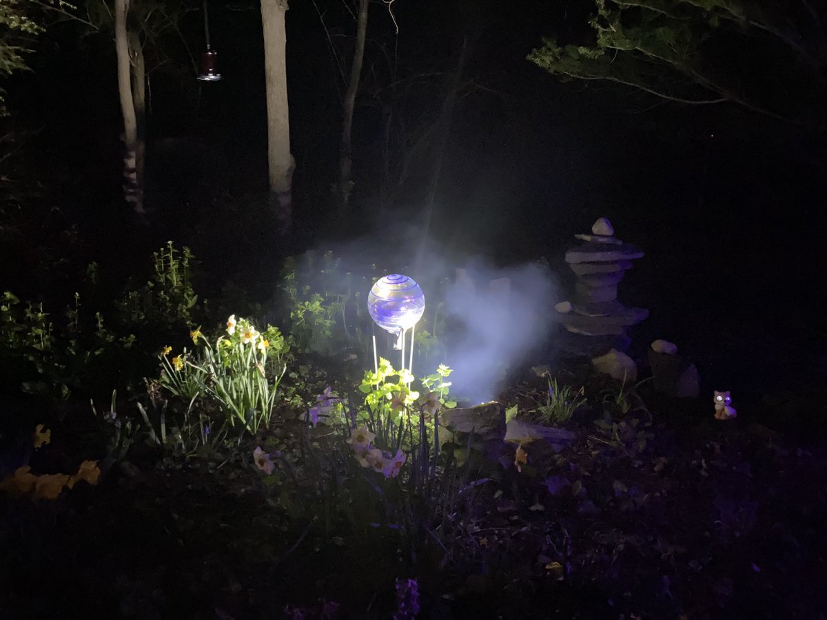 20240427 8:24pm 50°F A Spring Bonfire With Mom’s Garden Gazing Globe In A Random Rural Landscape, Motel Z, Jacksonville, NY. Z.
#selfportrait
#simplepleasures 
#bonfire 
#blazin
#momanddad 
#photography 
#spring
#april 
#gazingglobe
#motelz
#zorangehat 
#pondaroski
#JoeZiolkowski