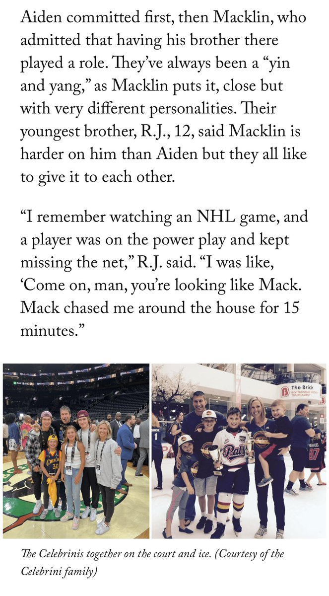 The biggest prize of tonight’s #NHL Draft Lottery is Macklin Celebrini. I spent what could be the final week of his @TerrierHockey career with him + his family to get inside look. His little brother R.J. told one of the better stories in this fun feature theathletic.com/5410219/2024/0…