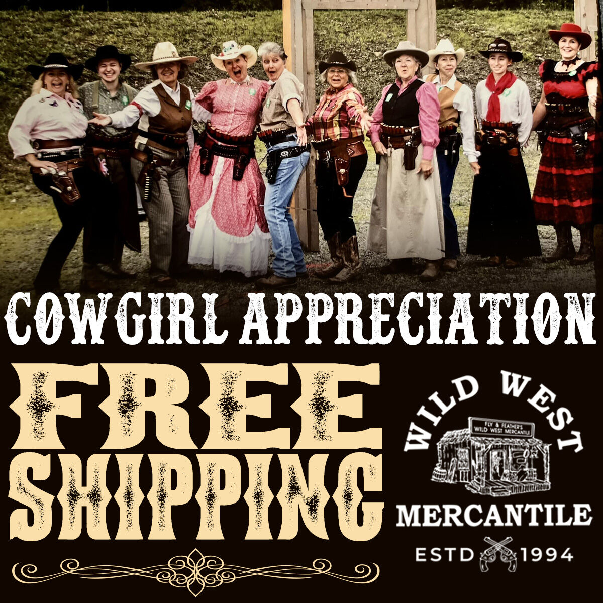 Hey Cowgirls, today's your last chance for free shipping and bonus deals on all your favorite cowgirl gear! 🤠 
Shop Sale: bit.ly/3UDuMAi
#wildwestmercantile #CowgirlLife #FreeShipping #westernwear #westernstore #singleactionshootingsociety