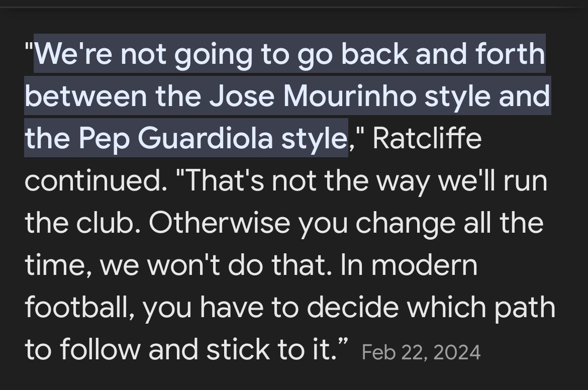Fans: ETH cannot adapt a style to suit the players SJR: We're not going to go back and forth between the Jose and the Pep style. That's not the way we'll run the club. In modern football, you have to decide which path to follow and stick to it. Can’t have it both ways.