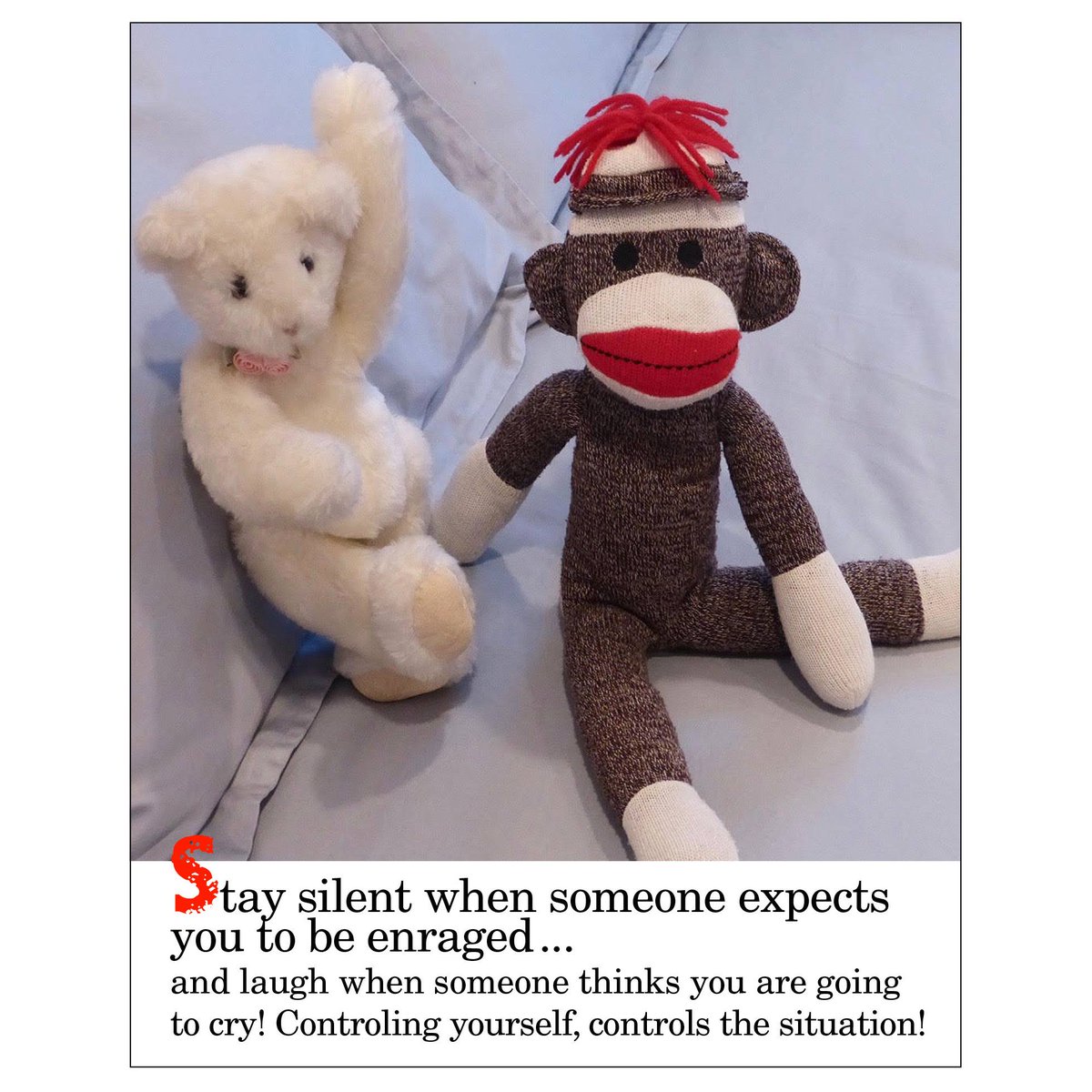Thought for today. #sockmonkeysez #motivation #inspiration #wordsofwisdom #wordstoliveby  #control #controlyourself #controlthesituation #dontletthesituationcontrolyou #laughdontcry #besilentwhenangry #youareincontrol